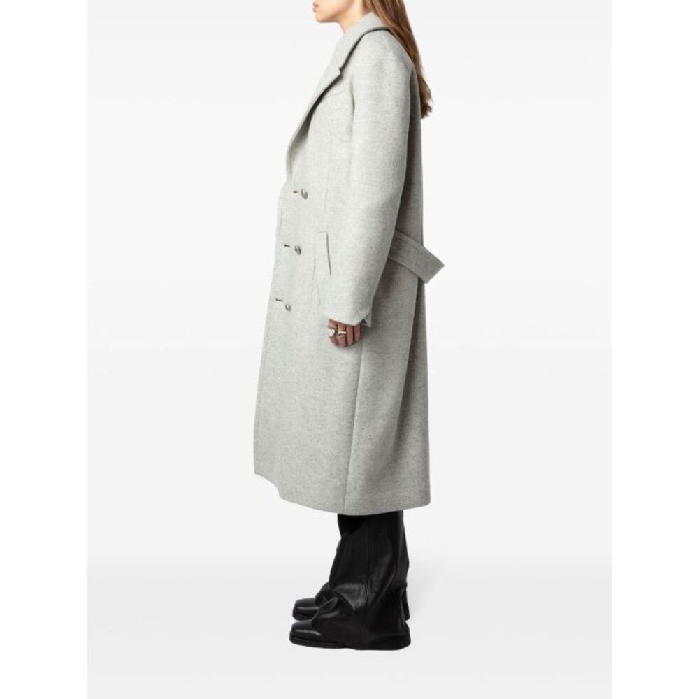 Zadig & Voltaire Mulan Double Breasted Grey Coat Size S New - Picture 3 of 16